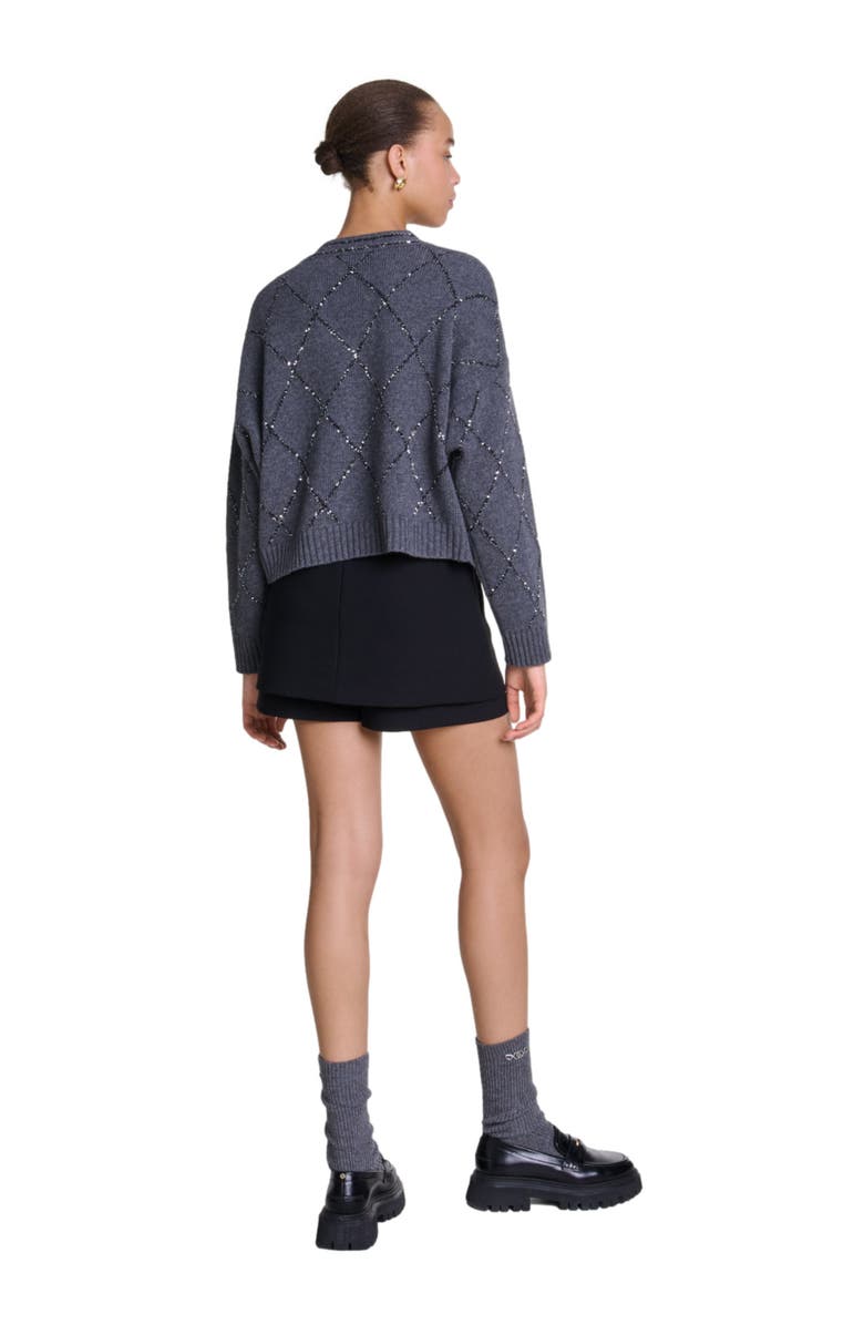 maje Sequin knit cardigan, Alternate, color, 