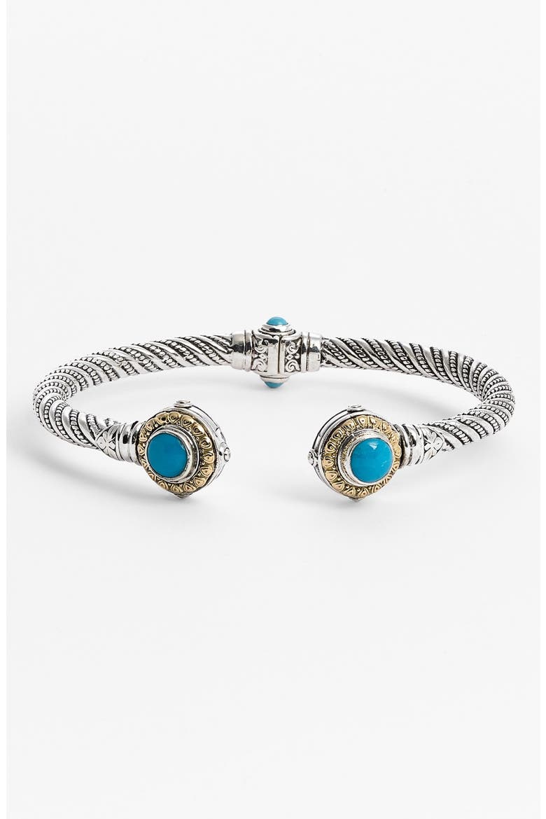 'Hermione' Hinged Cuff, Main, color, SILVER/ TURQUOISE