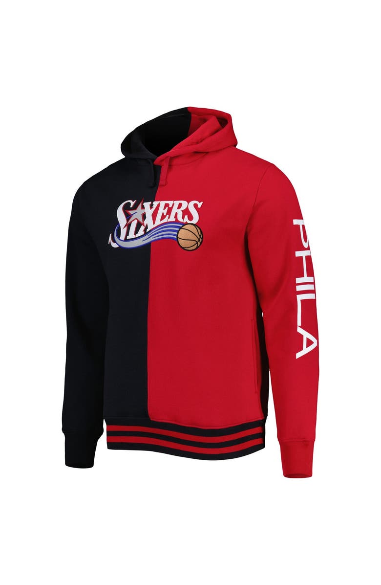 Mitchell & Ness Men's Mitchell & Ness Black/Red Philadelphia 76ers Hardwood Classics Split Pullover Hoodie, Alternate, color, Black