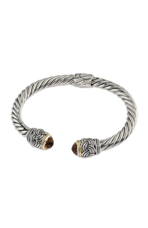 925 Sterling Silver & 18K Yellow Gold Golden Horizon Citrine Cuff Bracelet