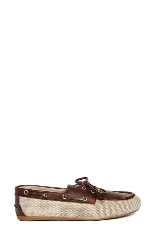MIU MIU MIU MIU CANVAS & LEATHER BOAT SHOE