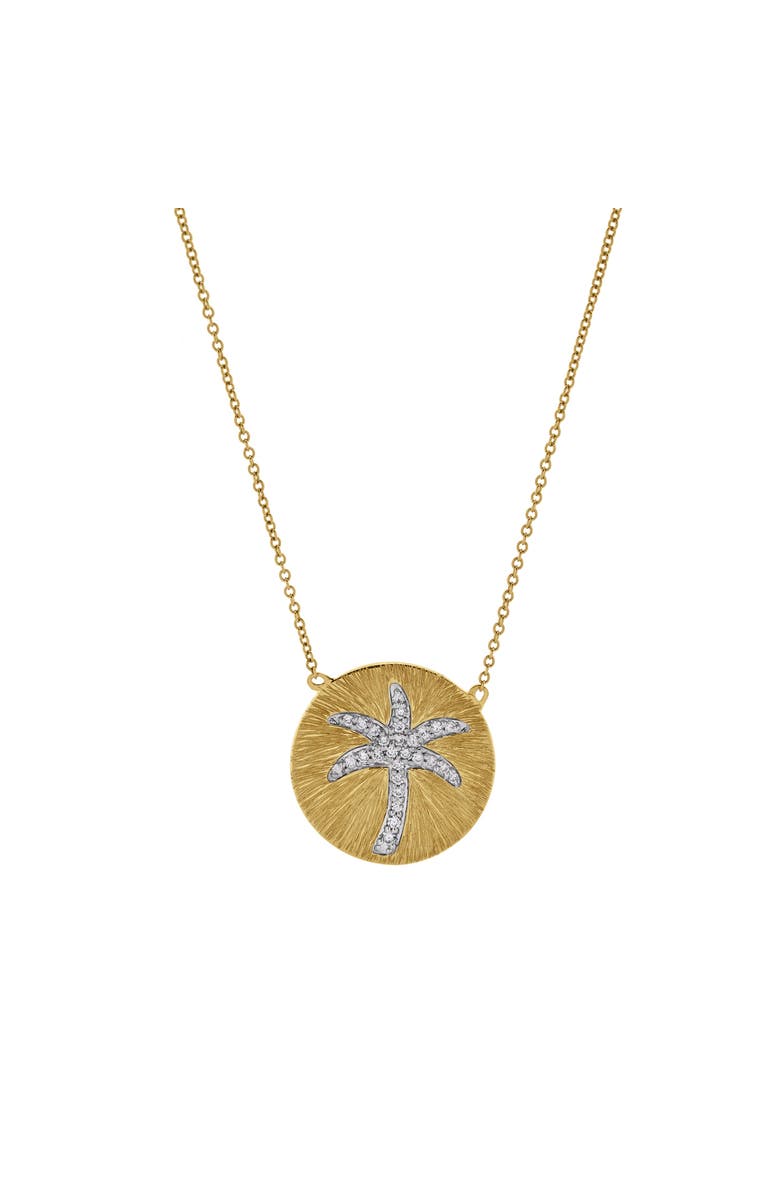 LuvMyJewelry Soleil Palm Diamond Studded Round Disc Pendant Necklace in 14K Gold, Main, color, 
