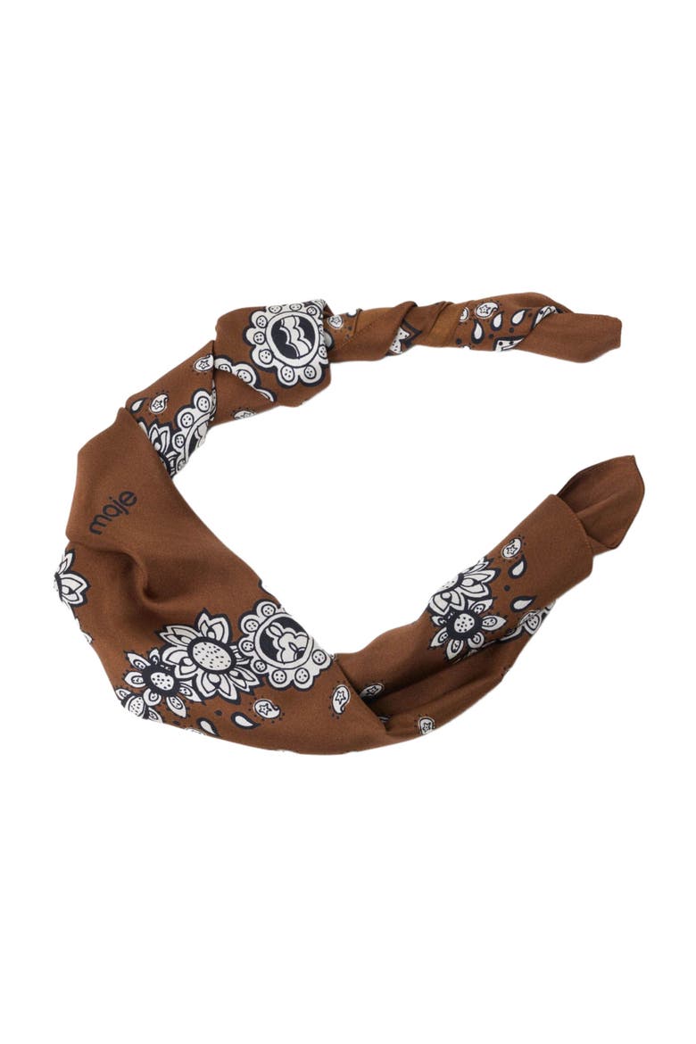 Bandana Print Silk Scarf, Alternate, color, Brown bandana print