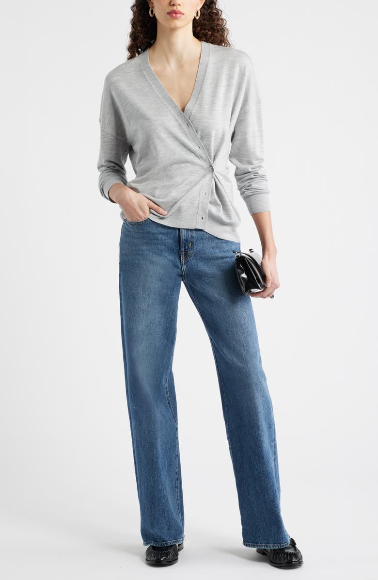 Nordstrom Lightweight Wool Blend Cardigan, Alternate, color, Grey Heather