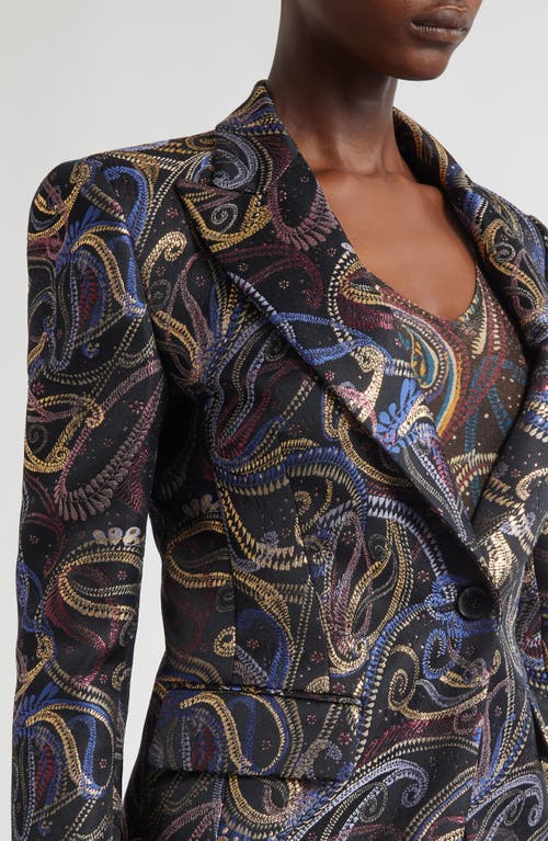 Etro Single-breasted Paisley Blazer In Gray