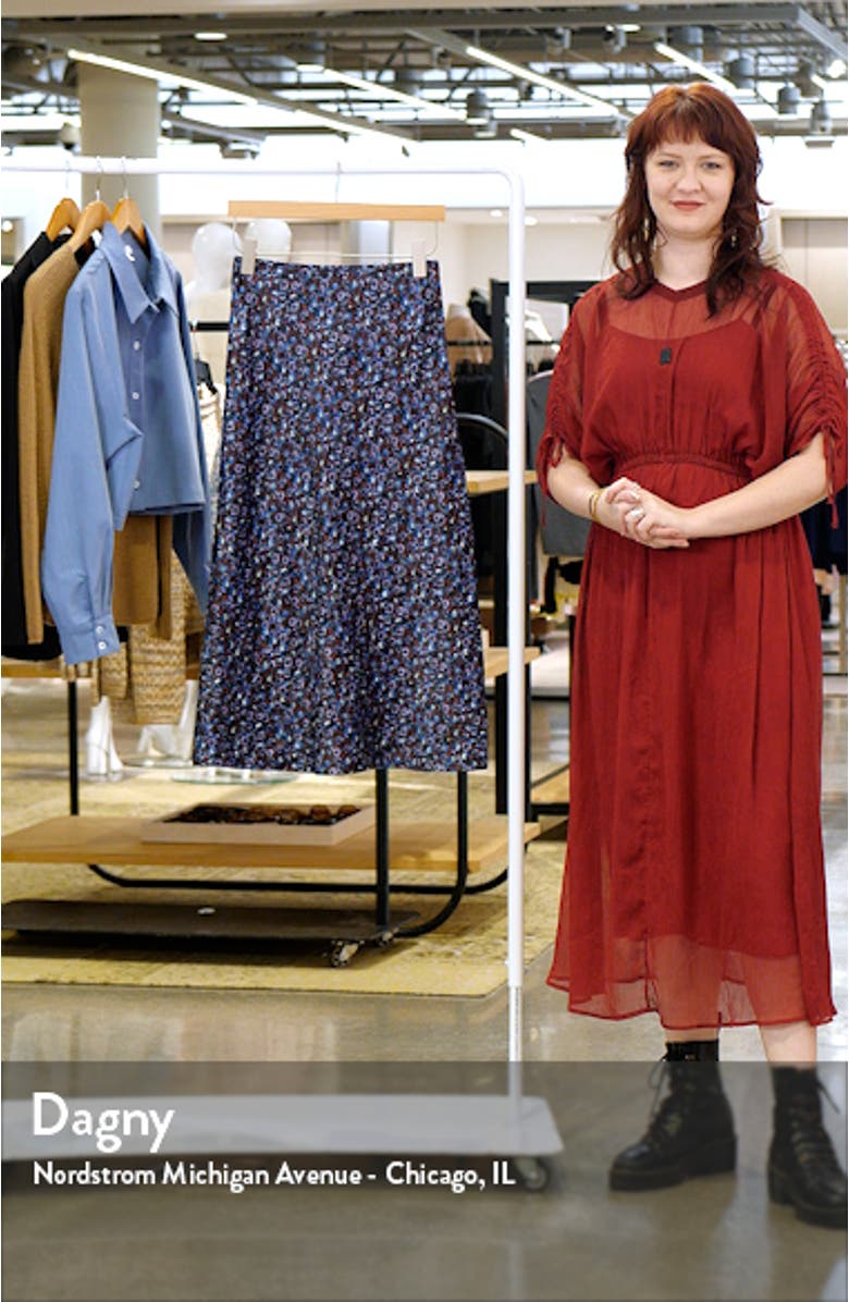 Crinkle Stretch Satin Midi Skirt, sales video thumbnail