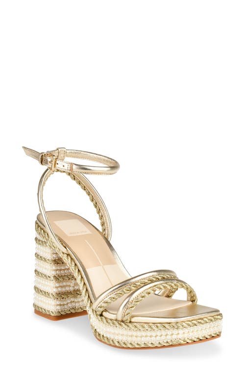 Dolce Vita Agnes Ankle Strap Platform Sandal In Platinum Metallic Leather