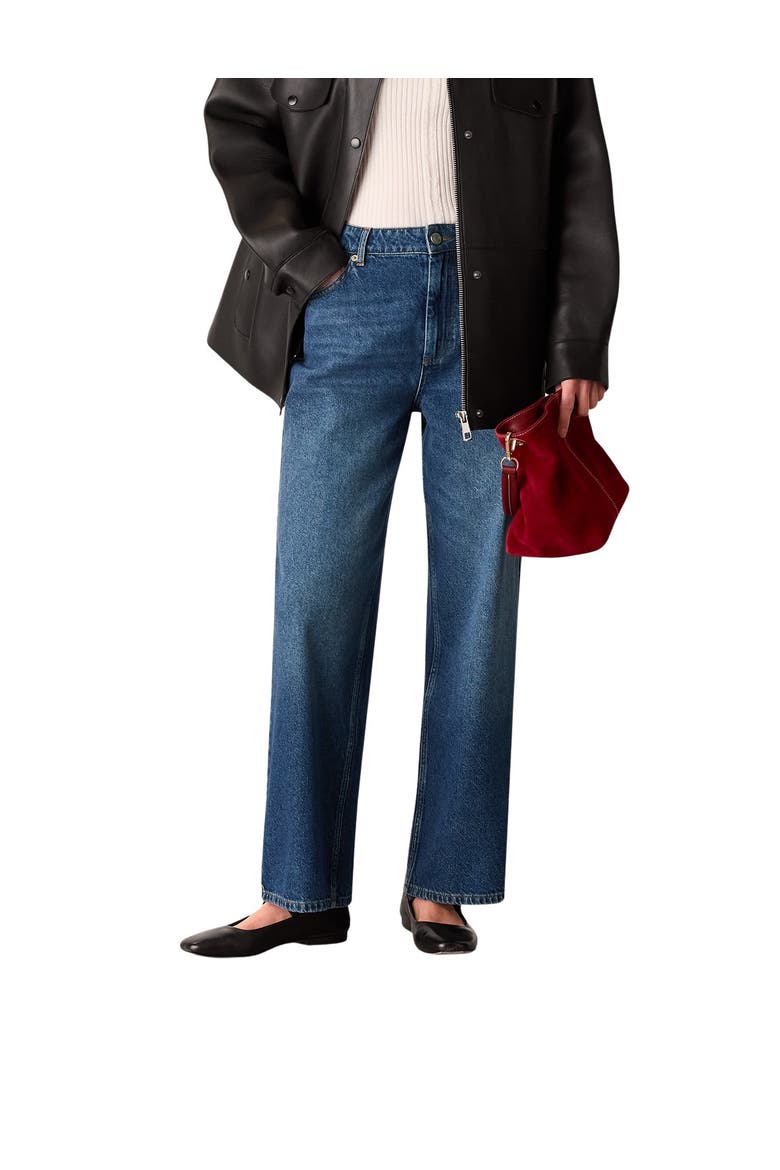 Denim Straight Ankle Length Jeans, Main, color, Denim