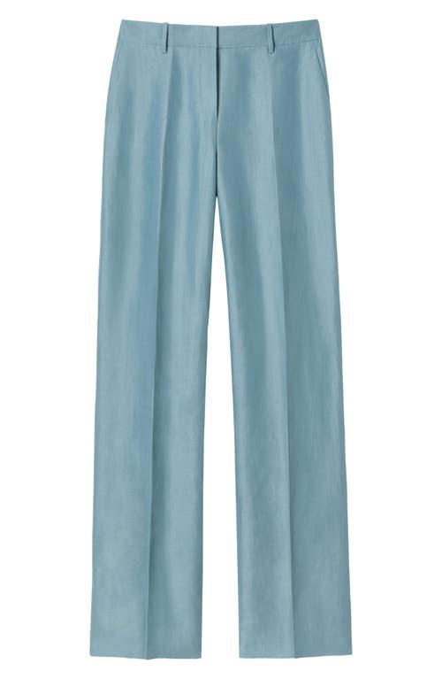 Lafayette 148 Gates Full Leg Linen Blend Pants In Paper Blue