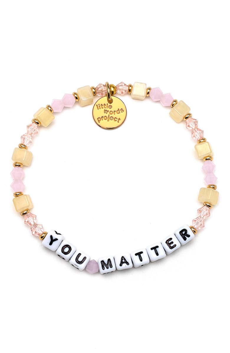 Little Words Project You Matter Beaded Stretch Bracelet, Main, color, Blush