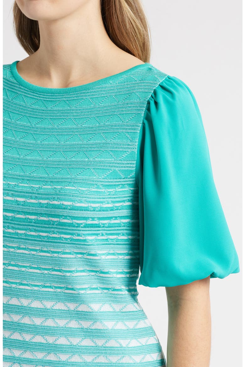 Stripe Mixed Media Jacquard Tunic, Alternate, color, EMERALD AWE/ CALYPSO BLUE