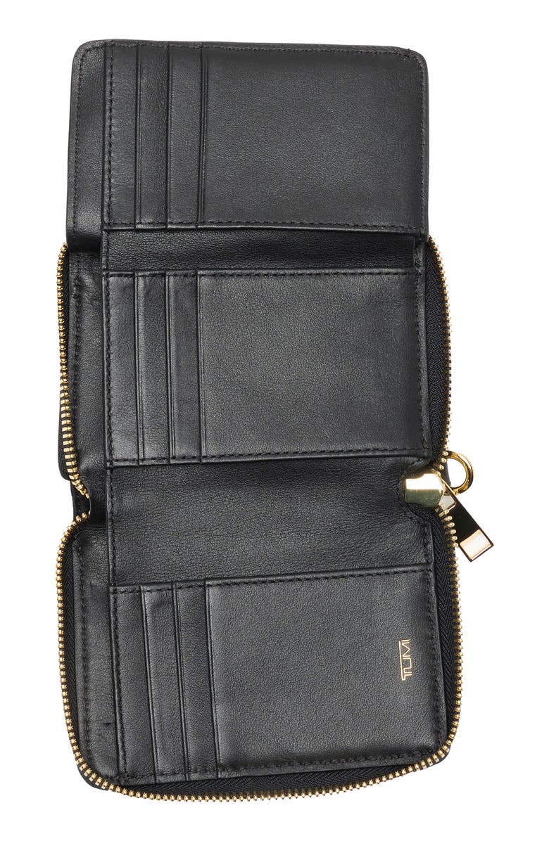 TUMI Trifold Zip Around Wallet, Alternate, color, Black/ Gold