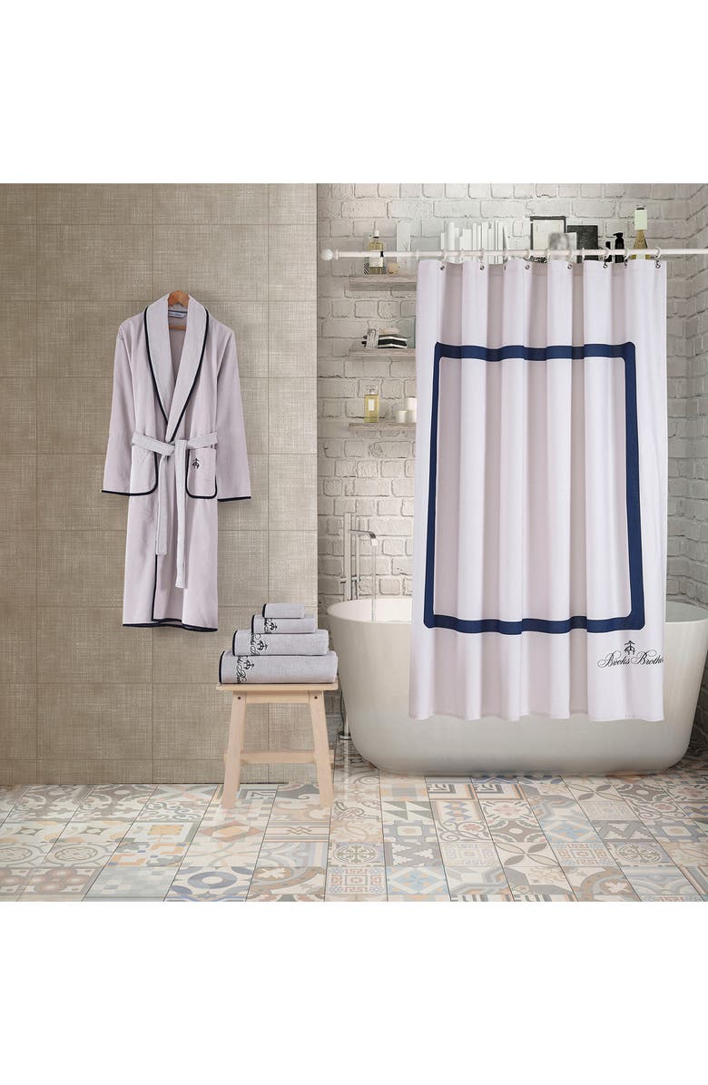 Brooks Brothers Contrast Frame Shower Curtain, Alternate, color, Silver