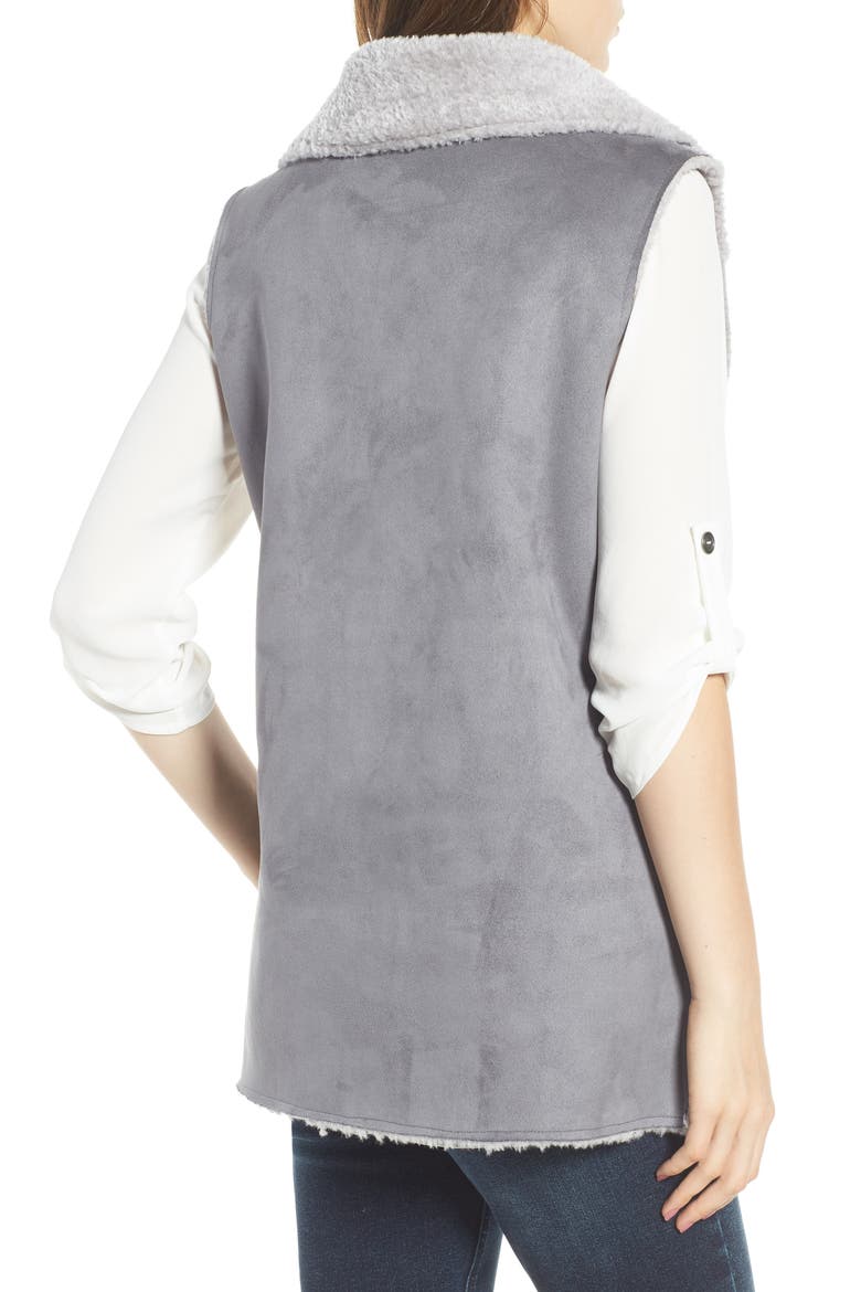 Faux Suede Vest, Alternate, color, GREY