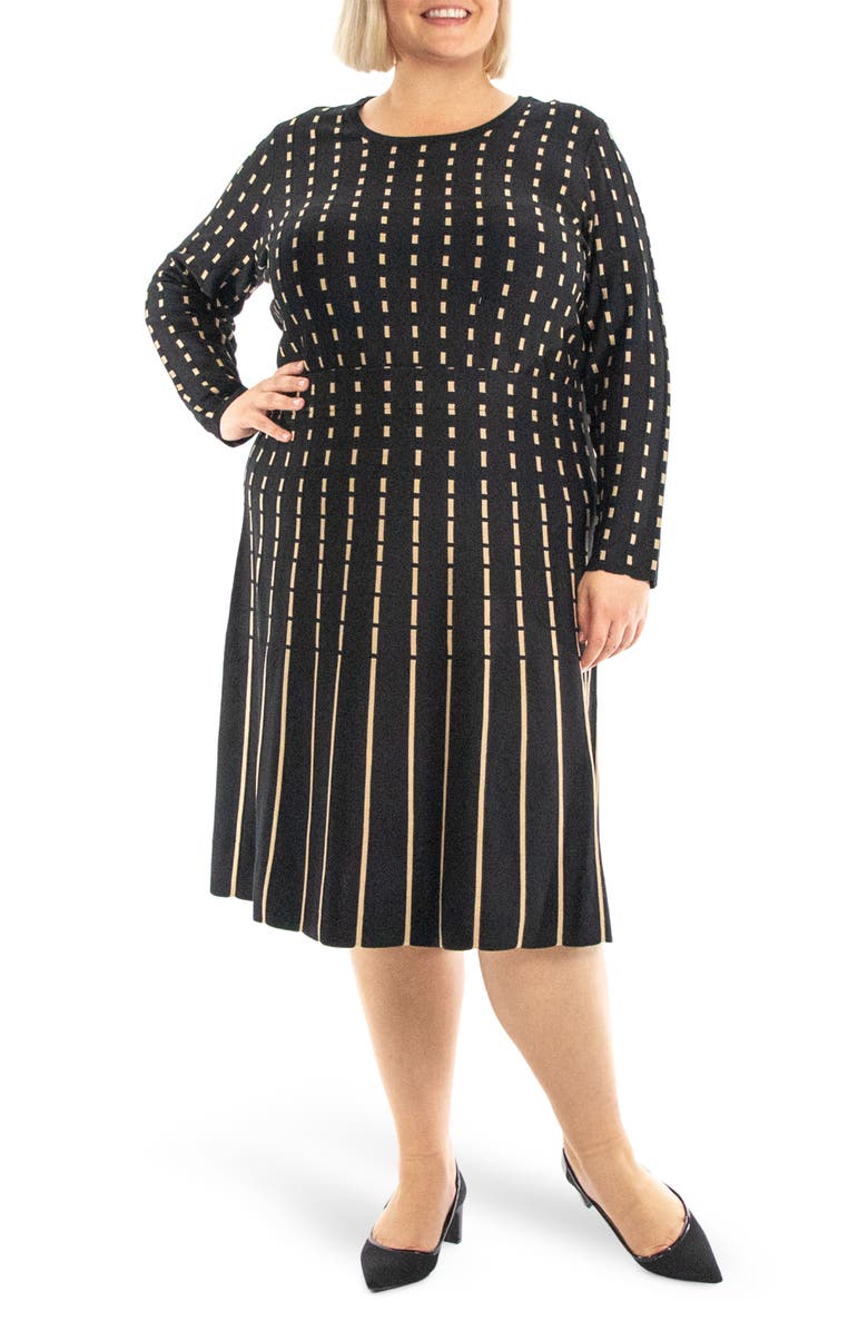 Nina Leonard Geometric Print Knit Skirt, Main, color,