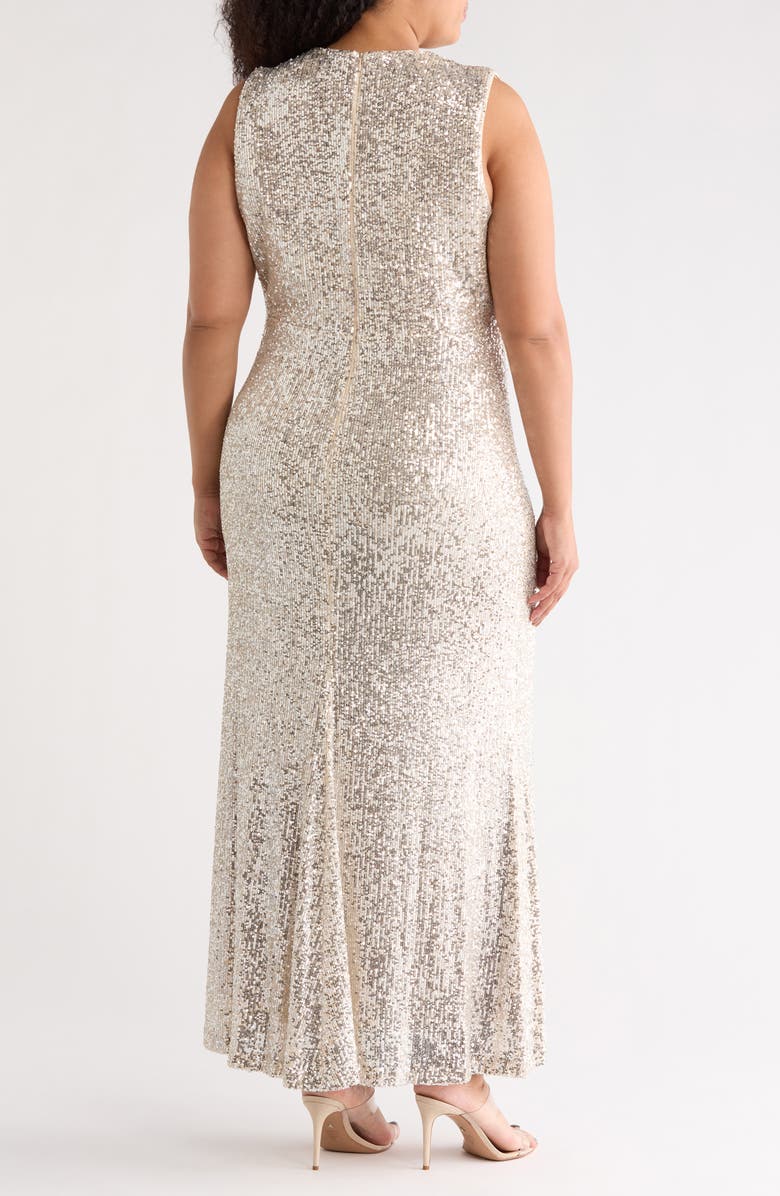Eliza J Sleeveless Sequin Gown, Alternate, color, Silver