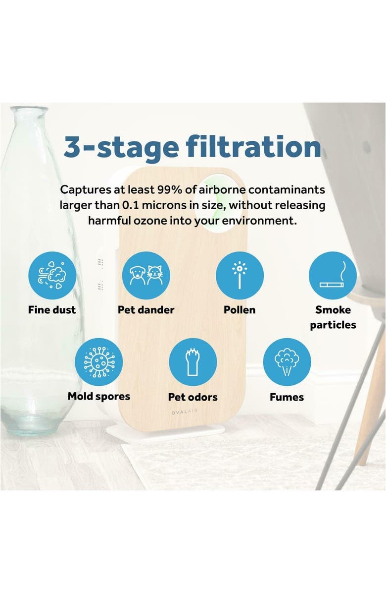 Oval Air H13 True HEPA 2-in-1 Replacement Charcoal Combined Filter with Pre-filter, Alternate, color, White