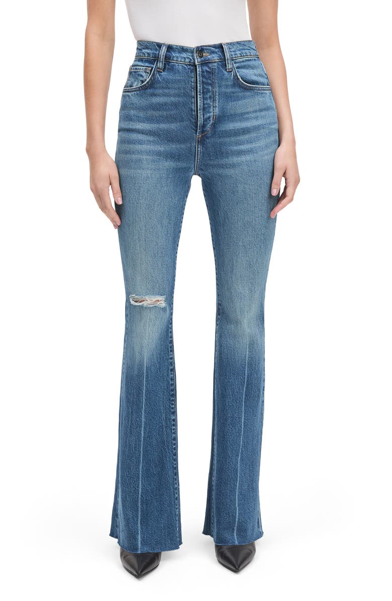 Favorite Daughter The Valentina High Waist Raw Hem Flare Leg Jeans, Main, color, Beacon