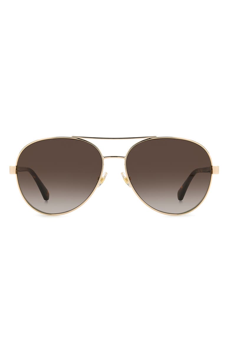Kate Spade New York averie 58mm aviator sunglasses, Main, color, Gold