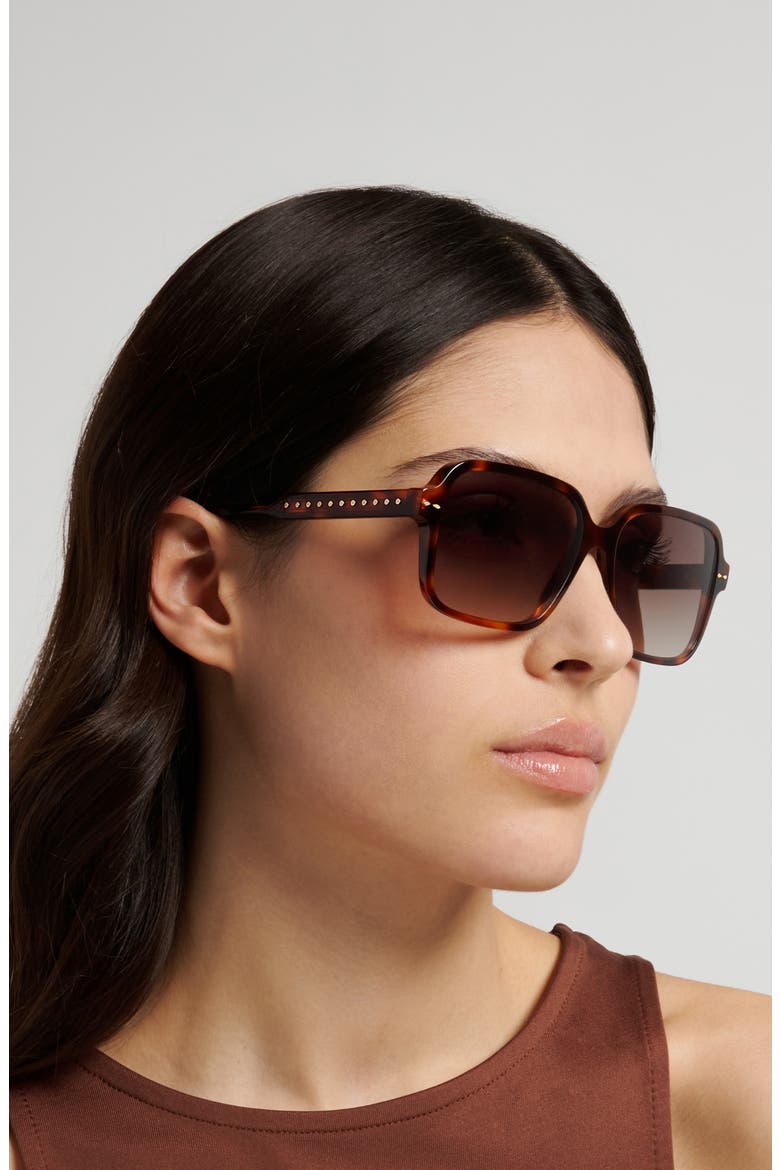 57mm Gradient Rectangular Sunglasses, Alternate, color, HAVANA/ BROWN