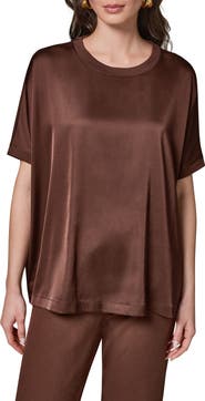 Donna Karan New York Satin Short Sleeve Top