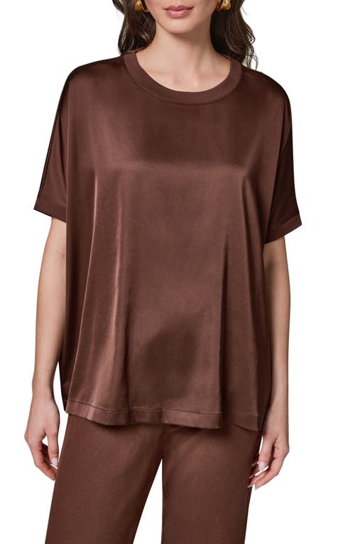 Donna Karan New York Satin Short Sleeve Top in Canyon at Nordstrom, Size X-Large