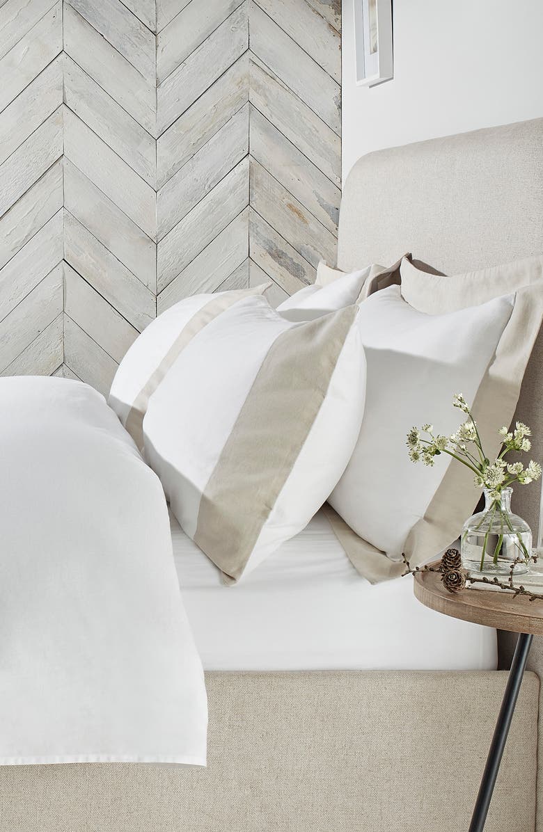 The White Company Contrast Trim Cotton Sateen Duvet Cover & Shams Set, Main, color,