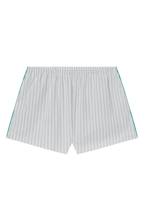 Piped Airy Cotton Pajama Shorts