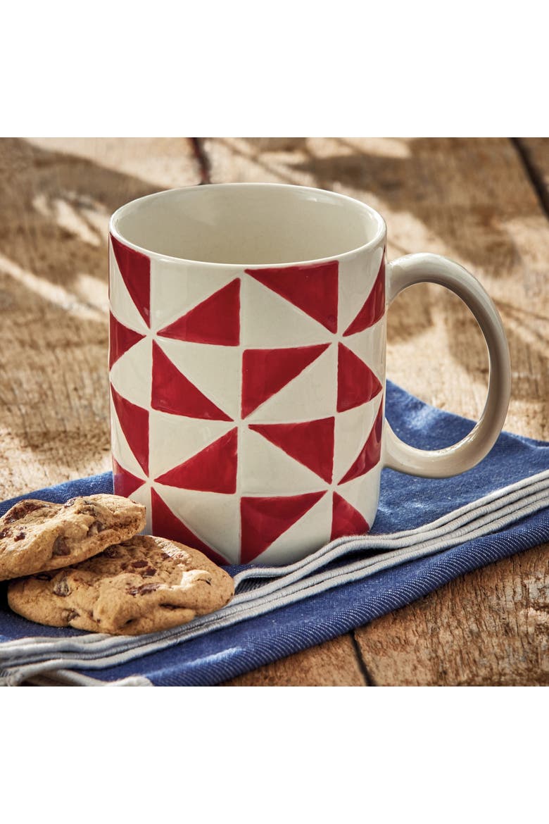 Pinwheel Mug Red Stoneware Summer, Alternate, color, Red