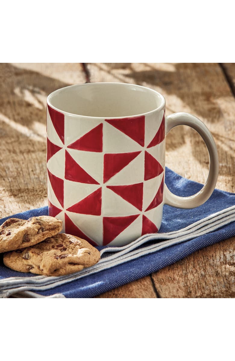 tag Pinwheel Mug Red Stoneware Summer, Alternate, color, Red