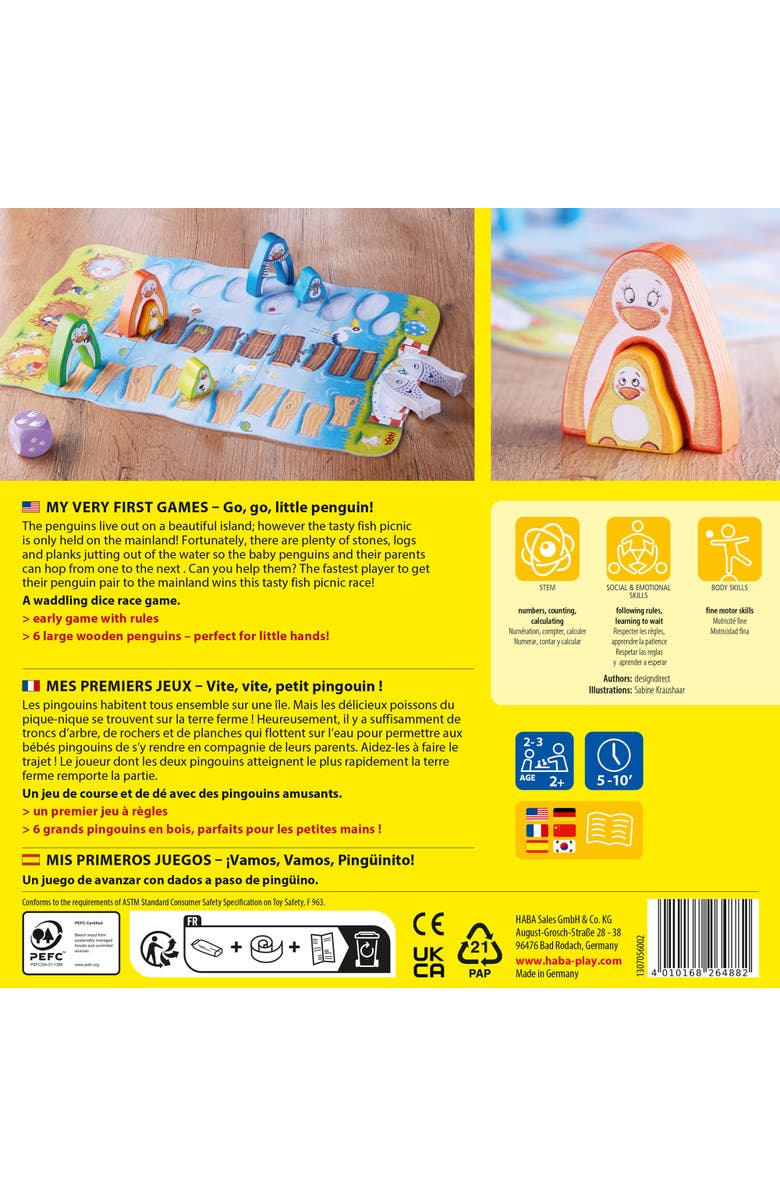 HABA My Very First Games Go, Go Little Penguin, Toddler Learning Game and Cooperative Toddler Board Games for 2 Years and up, Made in Germany, Alternate, color, 