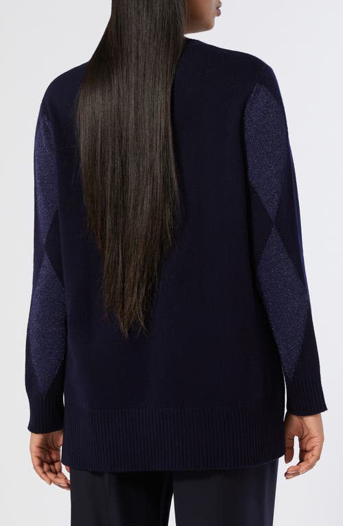 Marina Rinaldi Aquile Check Wool Blend Sweater In Blue