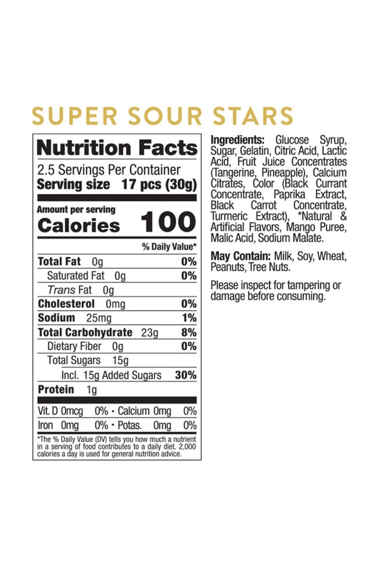 Set of 3 Charlie Brown Super Sour Stars, Alternate, color, NO COLOR