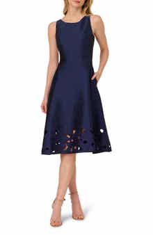 Cutwork Detail Taffeta Cocktail Dress