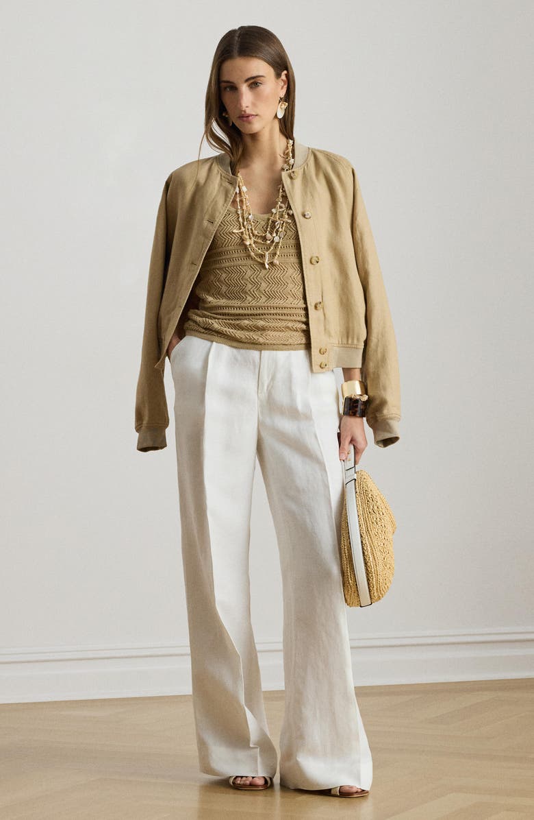 Lauren Ralph Lauren Mixed Stitch Linen & Cotton Sweater Tank, Alternate, color, Birch Beige