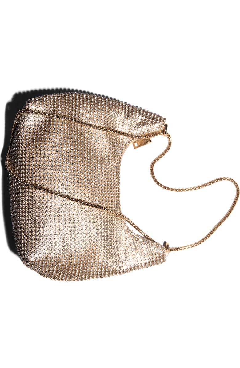 MANGO Crystal Mesh Chain Strap Shoulder Bag, Alternate, color, Gold