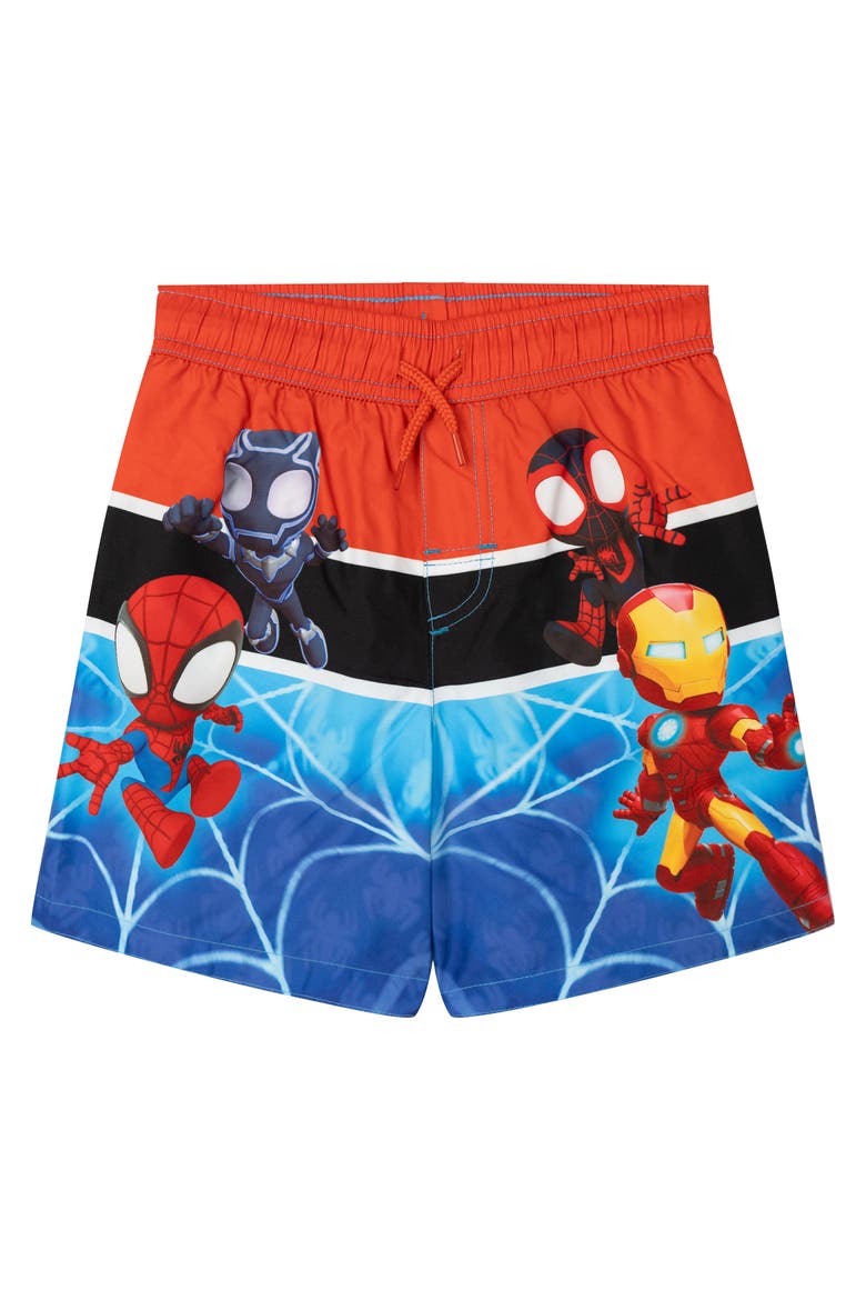 Spidey and His Amazing Friends UPF 50+ Swim Trunks, Main, color, Spidey Friends Multi