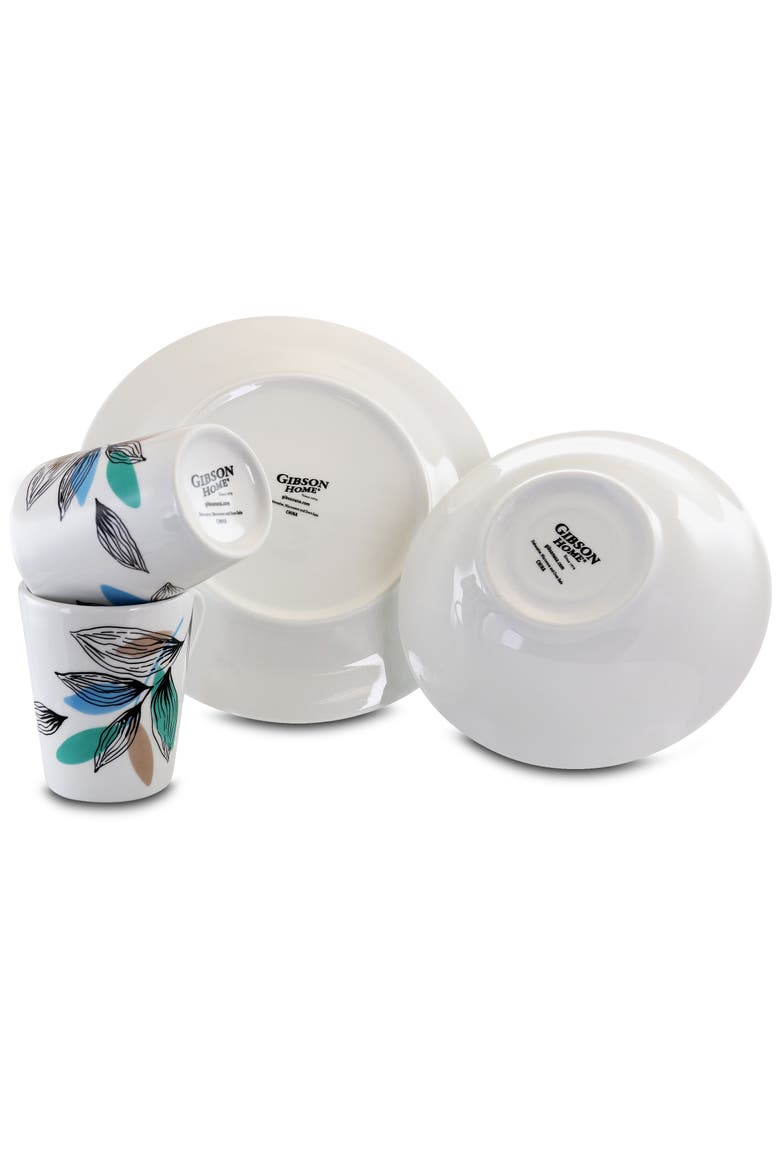 Vineyard 12 Piece Round Fine Ceramic Dinnerware Set, Alternate, color, White