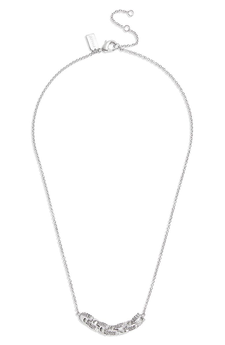 COACH Pavé C-Link Mini Frontal Necklace, Alternate, color, 