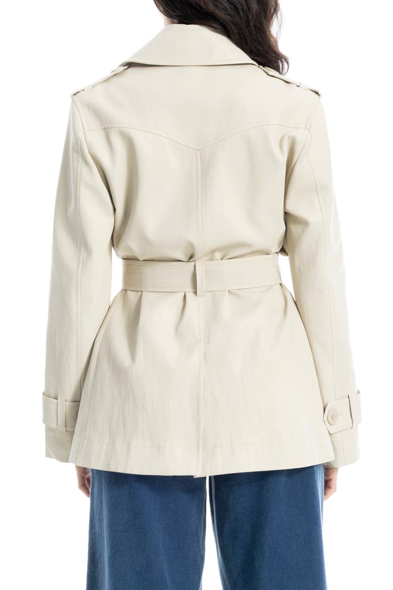 Belted Faux Leather Trench Coat, Alternate, color, OYSTER