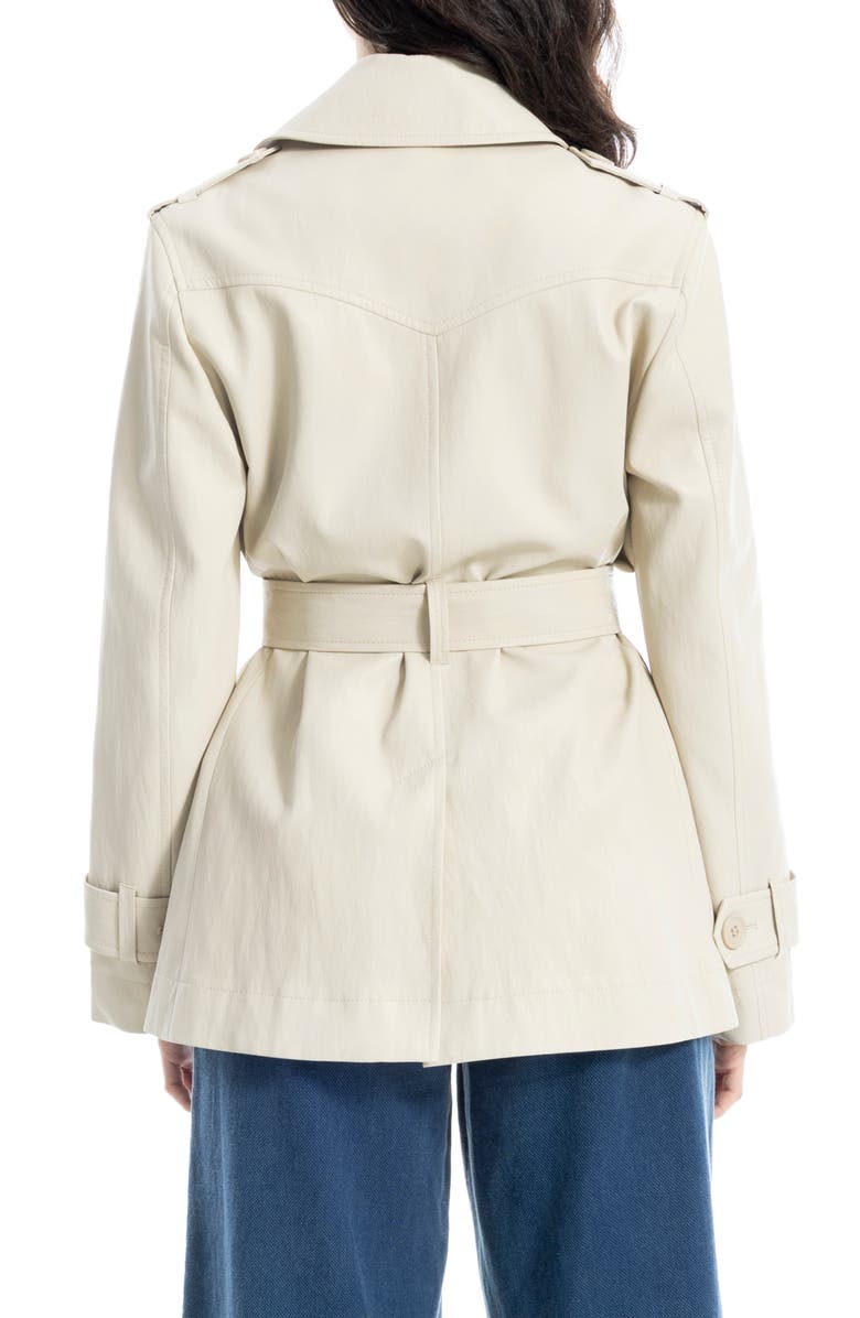 MAX STUDIO Belted Faux Leather Trench Coat, Alternate, color, Oyster
