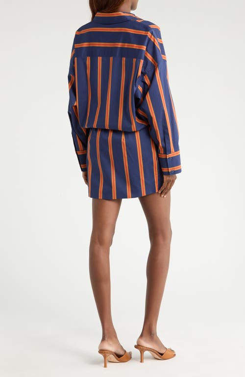 Staud Cynthia Stretch Cotton Mini Shirtdress In Blue