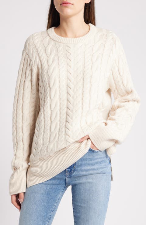 Oversize Cable Stitch Wool & Cashmere Sweater