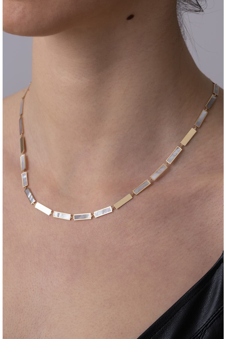 Mother-of-Pearl Inlay Necklace, Alternate, color, 14K YELLOW GOLD