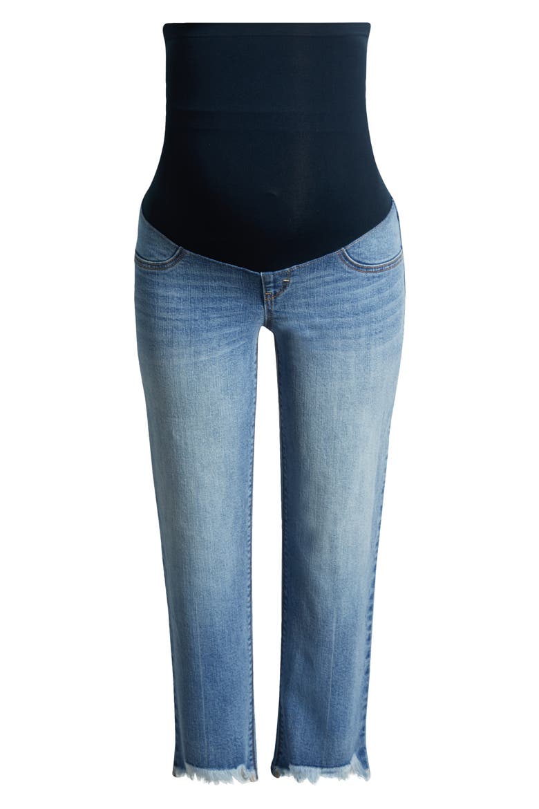 Over the Bump Frayed Ankle Straight Leg Maternity Jeans, Alternate, color, XYLO