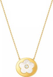 GABI RIELLE Flower Disc Pendant Necklace