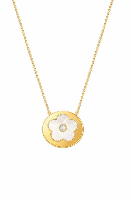 GABI RIELLE Flower Disc Pendant Necklace