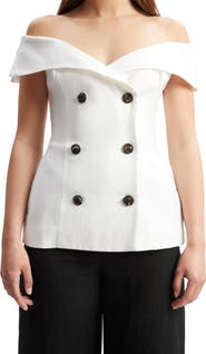 Bardot Eliora Off the Shoulder Linen Top