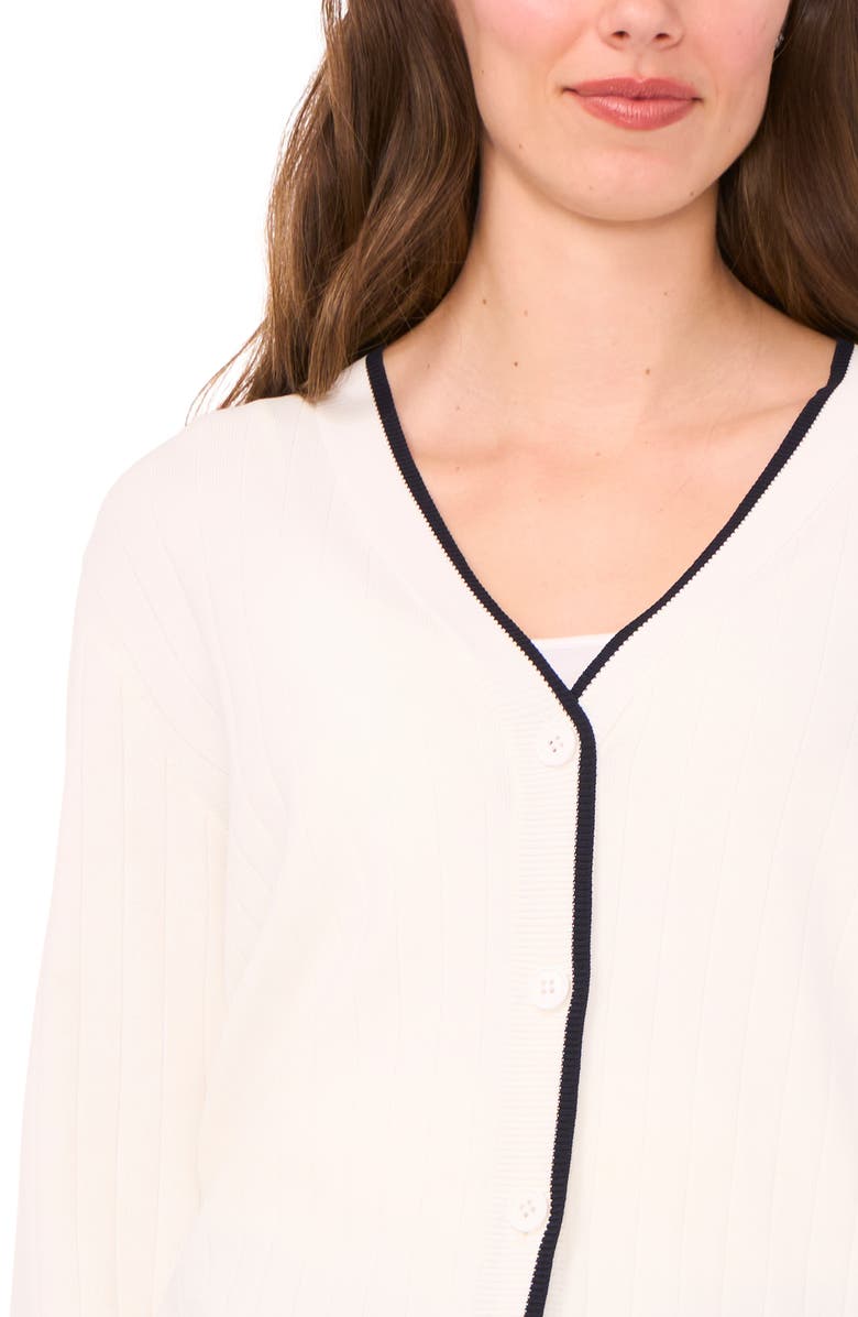 Halogen<sup>®</sup> Tipped V-Neck Cardigan, Alternate, color, New Ivory