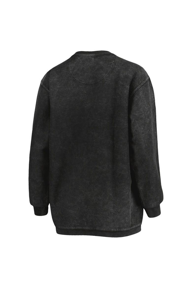 Women's Pressbox Black Miami Hurricanes Comfy Cord Vintage Wash Basic Arch Pullover Sweatshirt, Alternate, color, Black